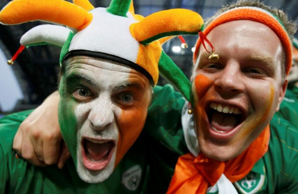 Ireland fans cheer before Group C match against Croatia in Poznan.