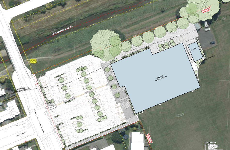 The Mosgiel Pool's location and carpark. Photo: supplied 