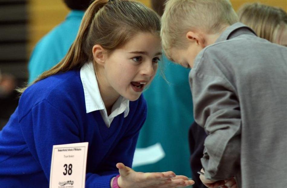 St Joseph's School pupils Ella Heffernan (10) and Walter Savage (9) put their heads together.