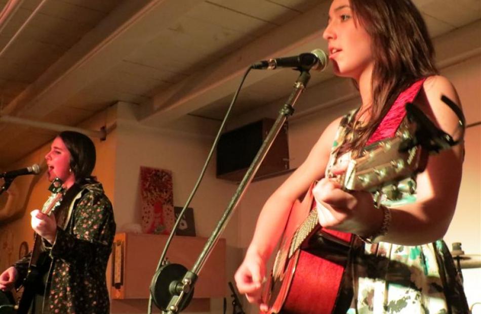 Izzy and Lucy, Izzy Reid (left) and Lucy Nicol (both 16), played their two original songs <i...