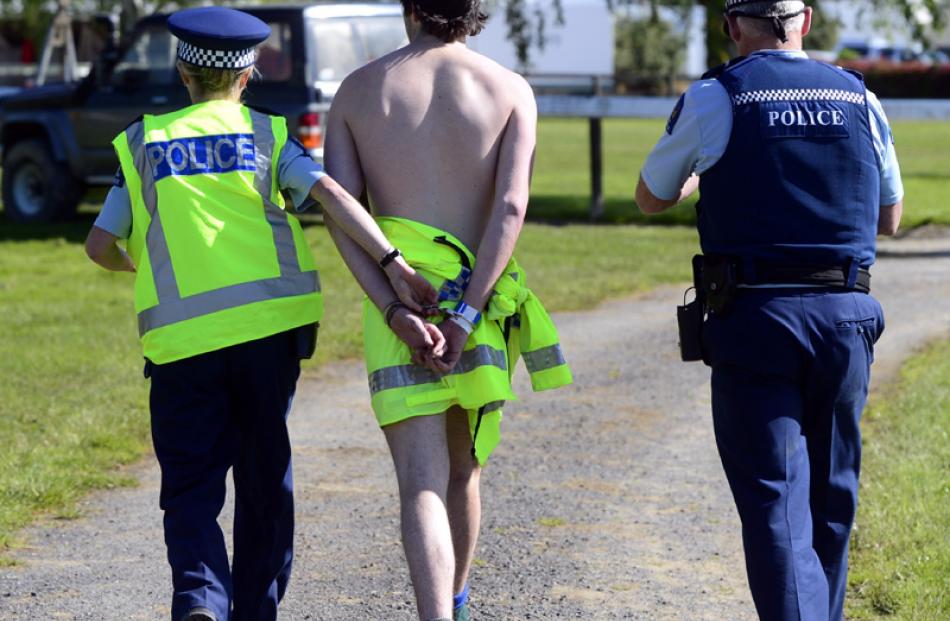 The streaker is arrested.