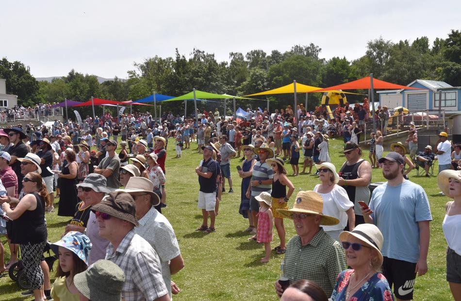 Some of the large crowd attending the Omakau Trots yesterday. Organisers believed it was possibly...