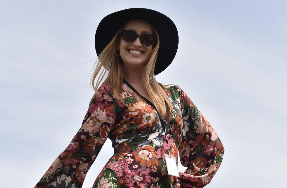 Fashion in the Field contestant Ruby Pringle at the Omakau Trots yesterday.