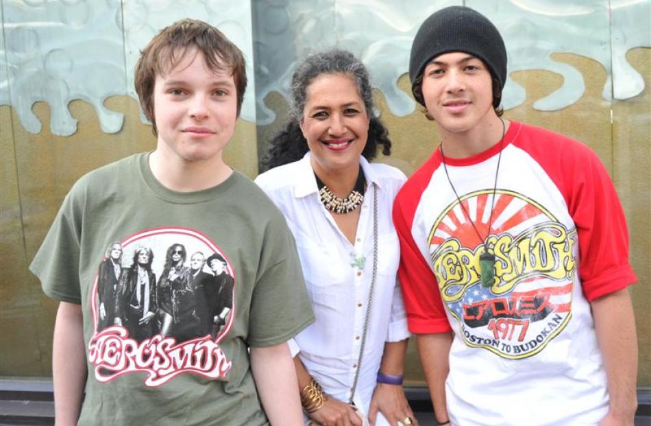 Aerosmith fans Craig Westenberg (16), Dahlia O'Connor and Terence O'Connor (16), of Christchurch....