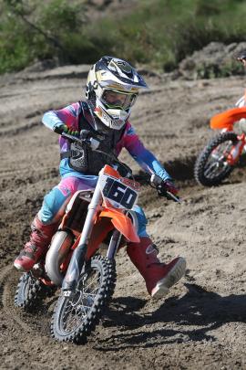 Nice track . . . Taking a break from his campaigning in the Southern MX Series in the 65cc junior...