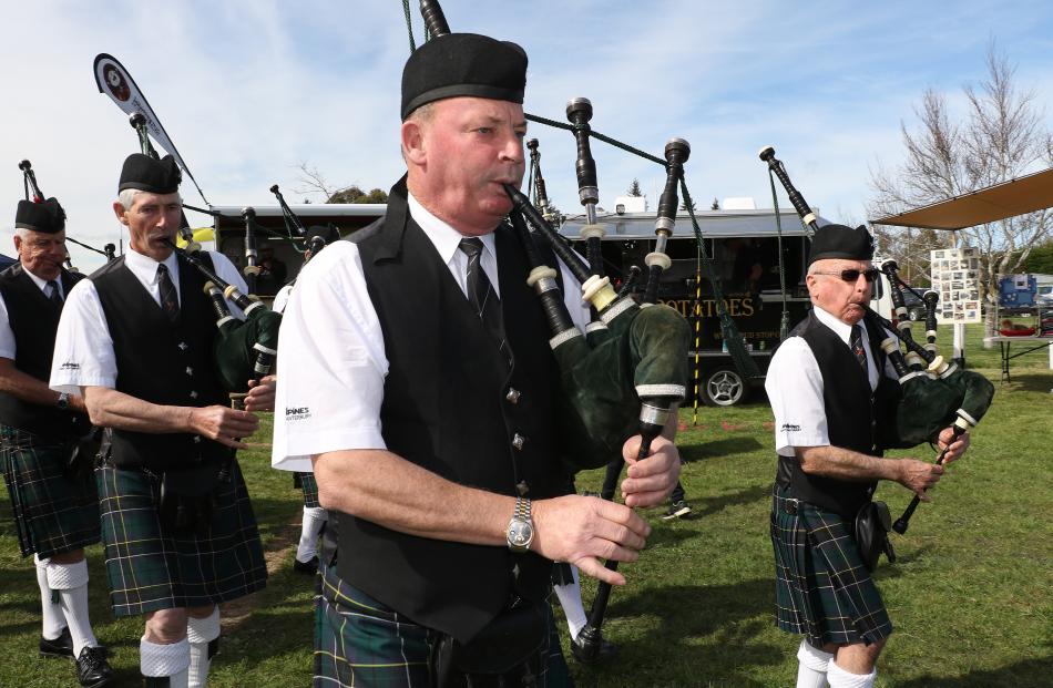 Pipe Major Graeme Rustbatch leads the McAlpines North Canterbury Pipe Band out for a display....