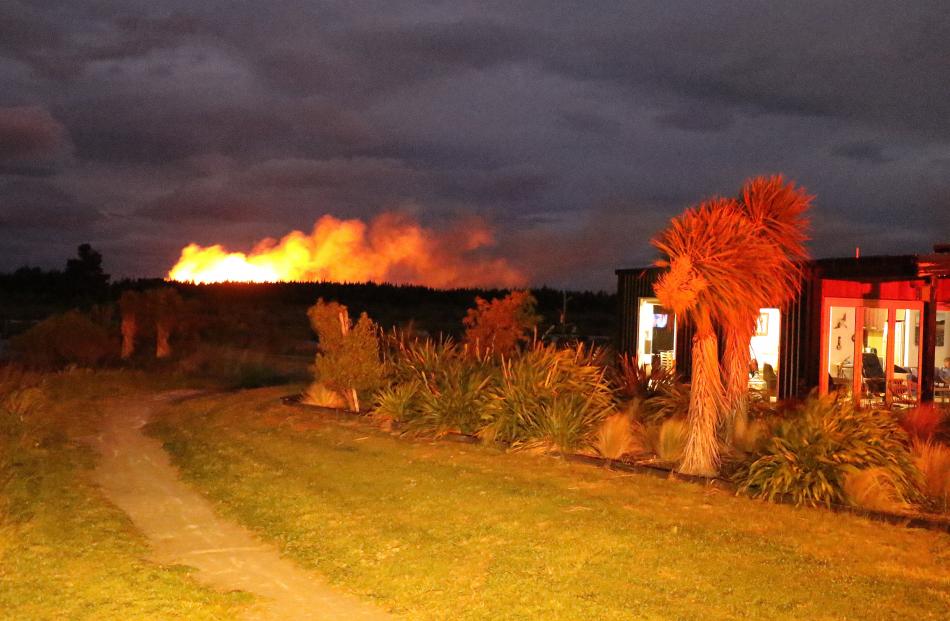 The large fire in the forests at Pegasus and Woodend Beaches, north of Christchurch, as seen from...