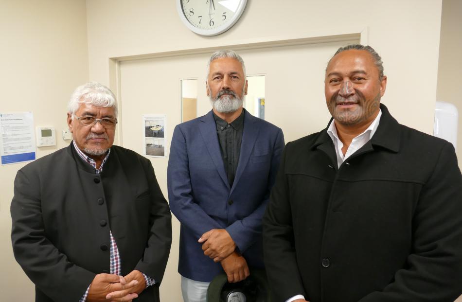 From left: Ned Tauwhare, of Kawatiri/Westport, Peter Williamson, of Ngāi Tahu, and Te Rua Mason,...