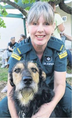 Waiting their turn . . . Ange Fodie with Tessa, a bearded Huntaway, wait to compete at the...