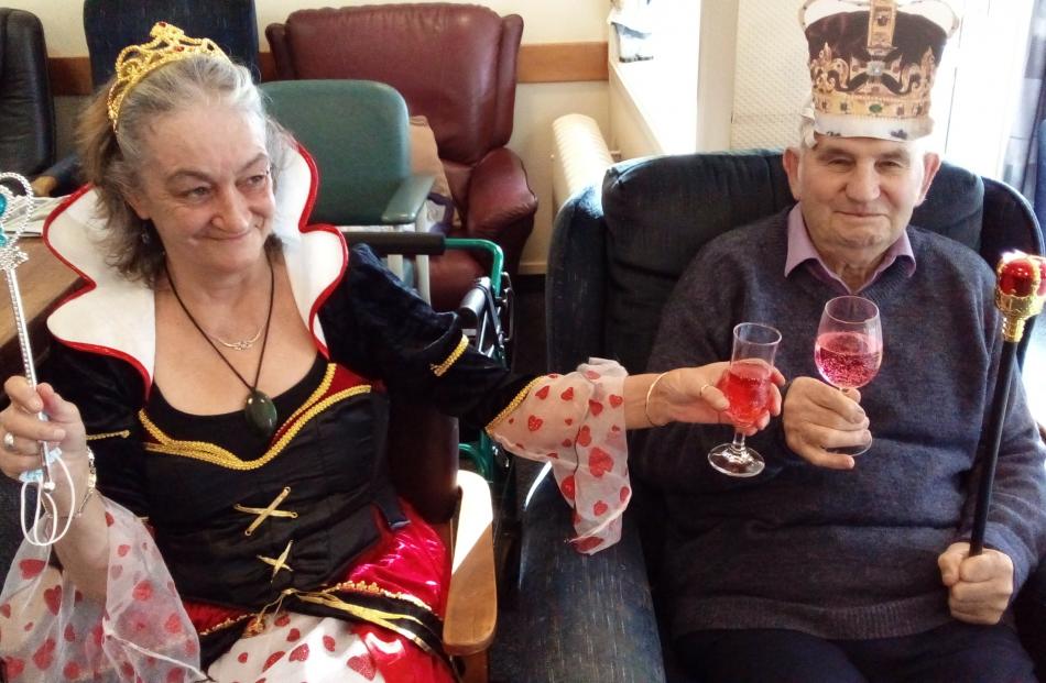 Celebrating the coronation at the Teviot Valley rest home on Friday are care worker Louise Timlin...