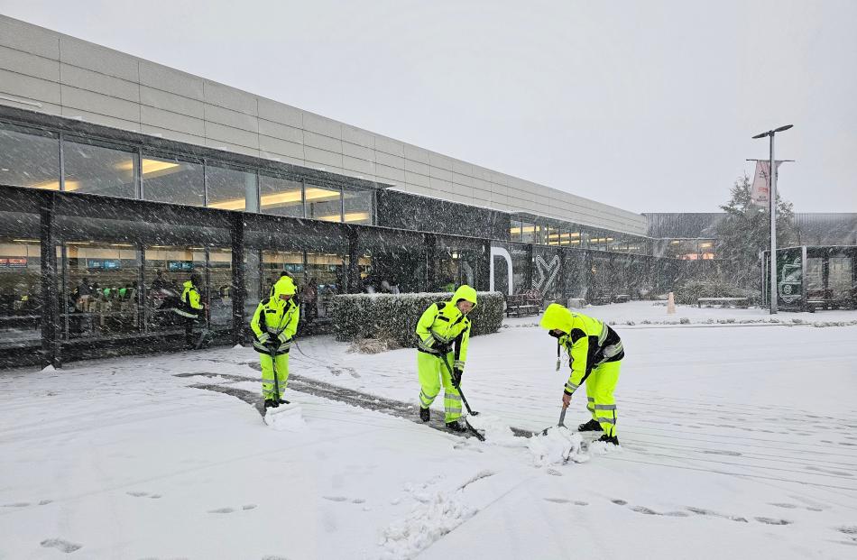 Snow clearing at Queenstown Airport on Wednesday morning. Photo: Queenstown Airport