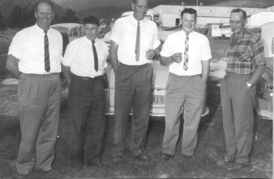 Enjoying the party at Dingleburn Station held for the road's opening in 1963 are (from left) Les...