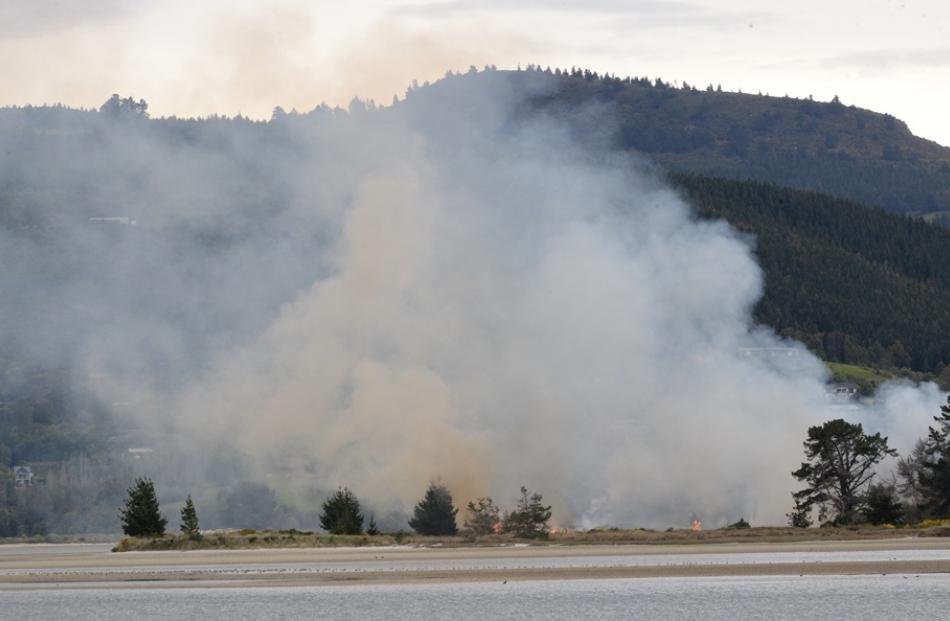 The fire was still not under control early this afternoon. Photo: Gerard O'Brien