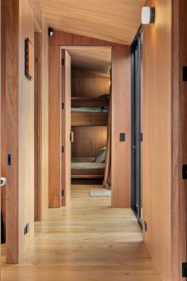 The skip-sawn (or skip face) French oak floorboards have a distressed texture.