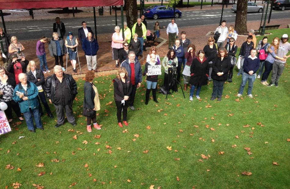 About 100 people attended the protest. Photo by Shawn McAvinue.