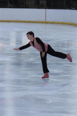 Scott Horrell (9) of Alexandra shows his moves during the Otago Southland Ice Skating Competition...