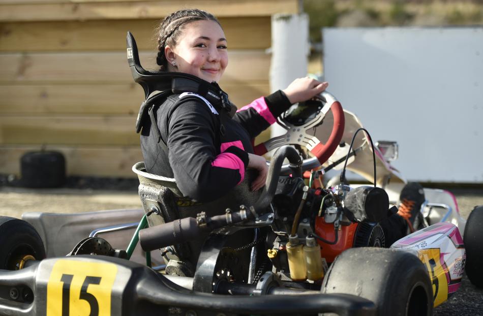 Dani Aitken, 17, of Invercargill, is ready to head out on the track.