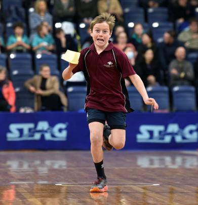 Hunter Steel, 11, of Clutha Valley Primary School during the Year 6 Mathalon at the Edgar Centre...