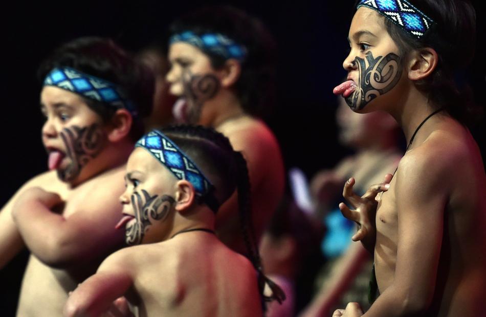 Pupils from Te Kura Kaupapa Māori o Ōtepoti stand tall.