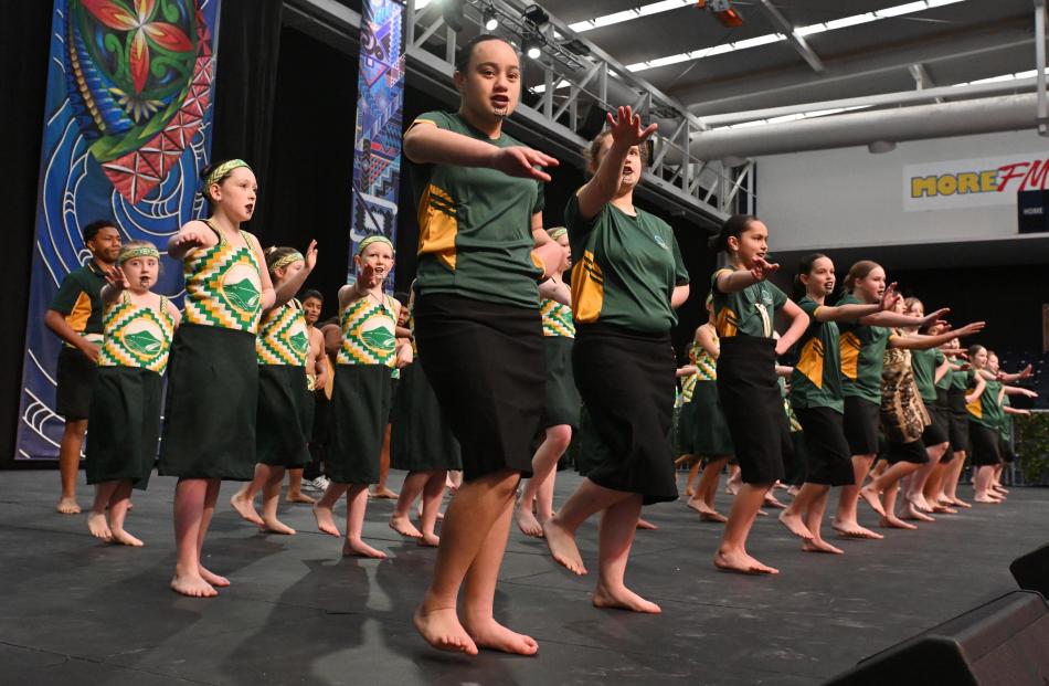 Green Island School pupils keep in rhythm with their feet.