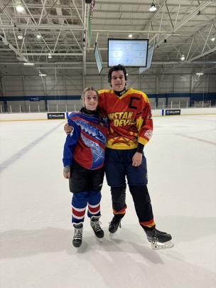 Maddi Booth (Queen's) played against her Dunstan cousin, Noah Elliot, at the South Island ice...