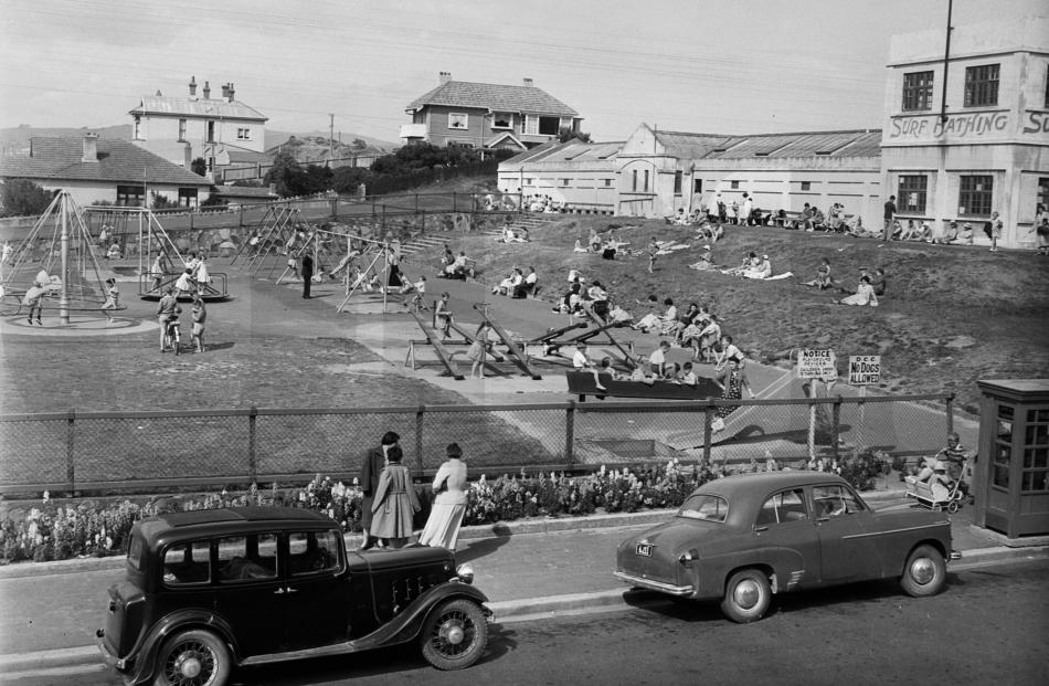 The playground at St Clair Beach which is a popular picnic spot. Published Jan 16, 1955