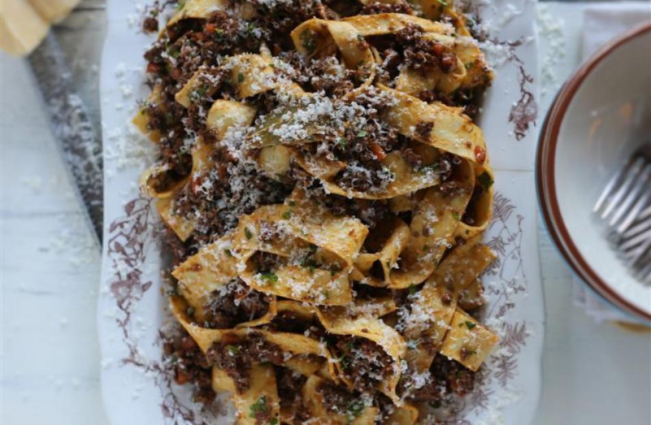 Pappardelle with a rich ragu.