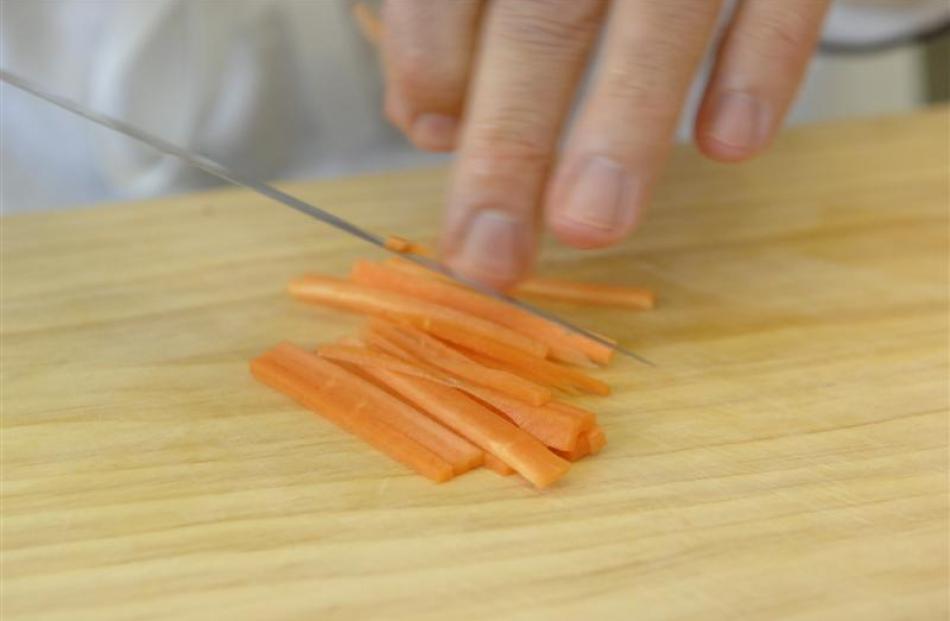 Julienne - Slice very finely, 1-5mm width, and cut the slices into tiny matchstick strips, about...