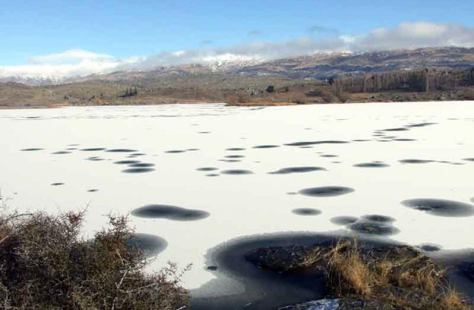 A frozen Butchers Dam, near Alexandra.