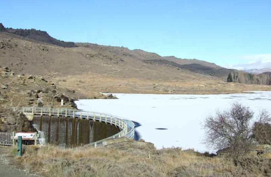 A frozen Butchers Dam, near Alexandra.