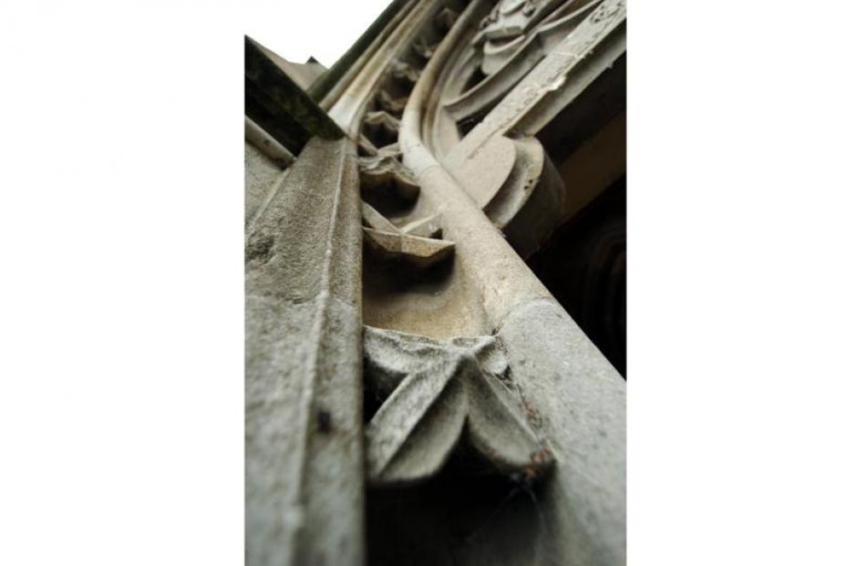 Details of the carved Oamaru stone around the entrance. Photo by Gerard O'Brien.