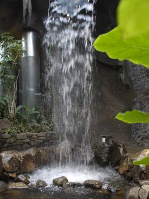 The waterfall in Otago Museum's tropical forest was created by Artificial Rock. Photo by Peter...