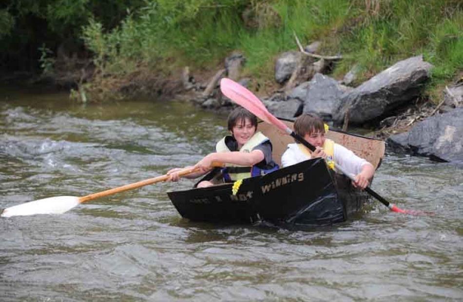 The Manuherikia River 2009 Thyme festivals Cardboard boat race in Alexandra on Thursday Night.