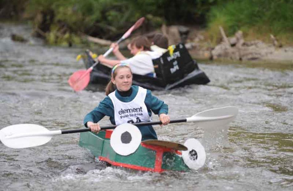 The Manuherikia River 2009 Thyme festivals Cardboard boat race in Alexandra on Thursday Night.