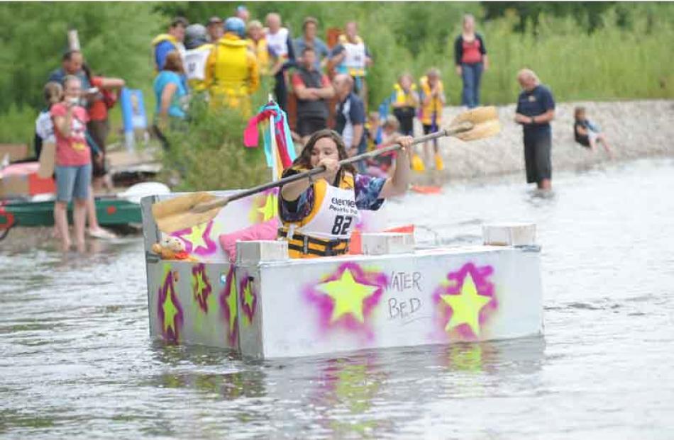 The Manuherikia River 2009 Thyme festivals Cardboard boat race in Alexandra on Thursday Night.