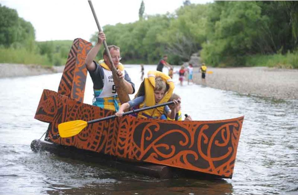 The Manuherikia River 2009 Thyme festivals Cardboard boat race in Alexandra on Thursday Night.