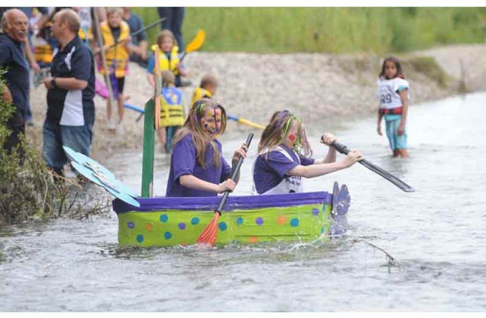 The Manuherikia River 2009 Thyme festivals Cardboard boat race in Alexandra on Thursday Night.