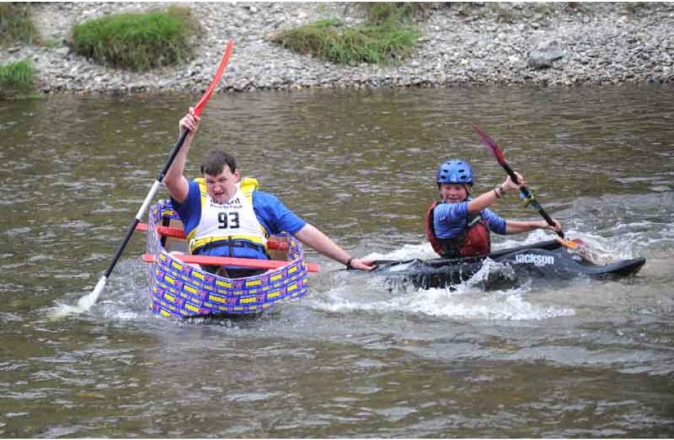 The Manuherikia River 2009 Thyme festivals Cardboard boat race in Alexandra on Thursday Night.