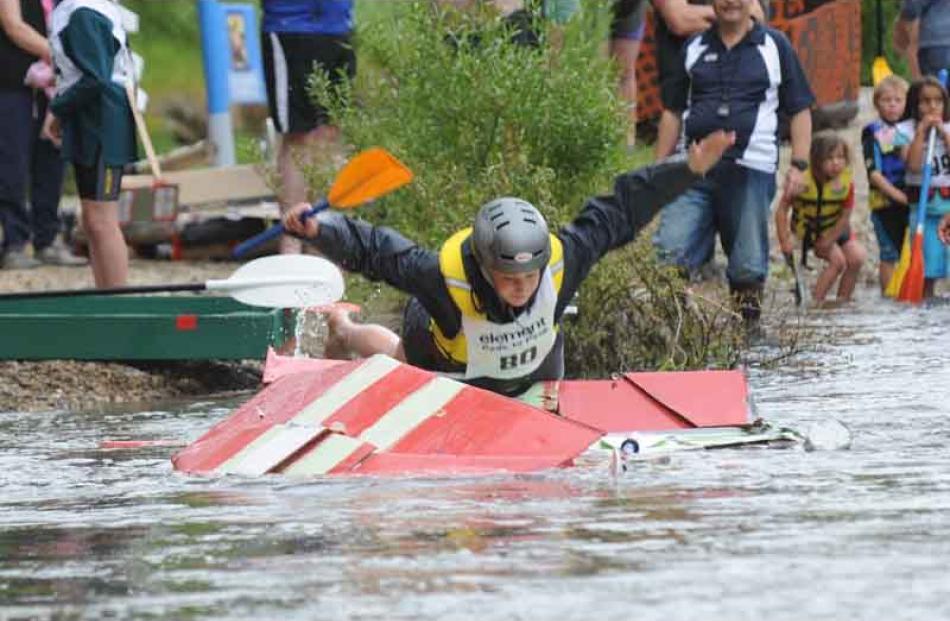 The Manuherikia River 2009 Thyme festivals Cardboard boat race in Alexandra on Thursday Night.