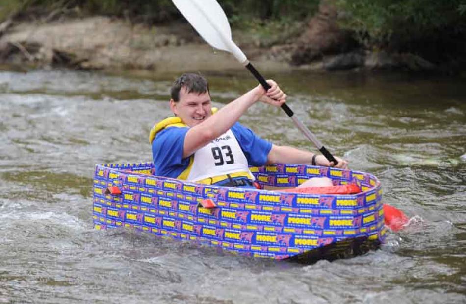 The Manuherikia River 2009 Thyme festivals Cardboard boat race in Alexandra on Thursday Night.