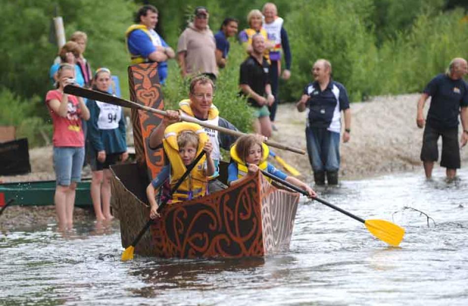 The Manuherikia River 2009 Thyme festivals Cardboard boat race in Alexandra on Thursday Night.