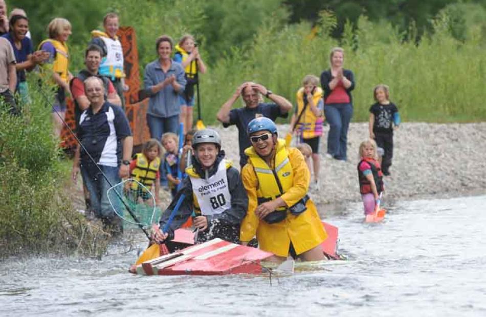 The Manuherikia River 2009 Thyme festivals Cardboard boat race in Alexandra on Thursday Night.