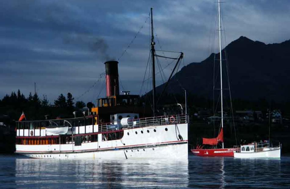 'Earnslaw', the America's Cup yacht 'NZL14', 'Murata', and other craft gave a marine salute to...