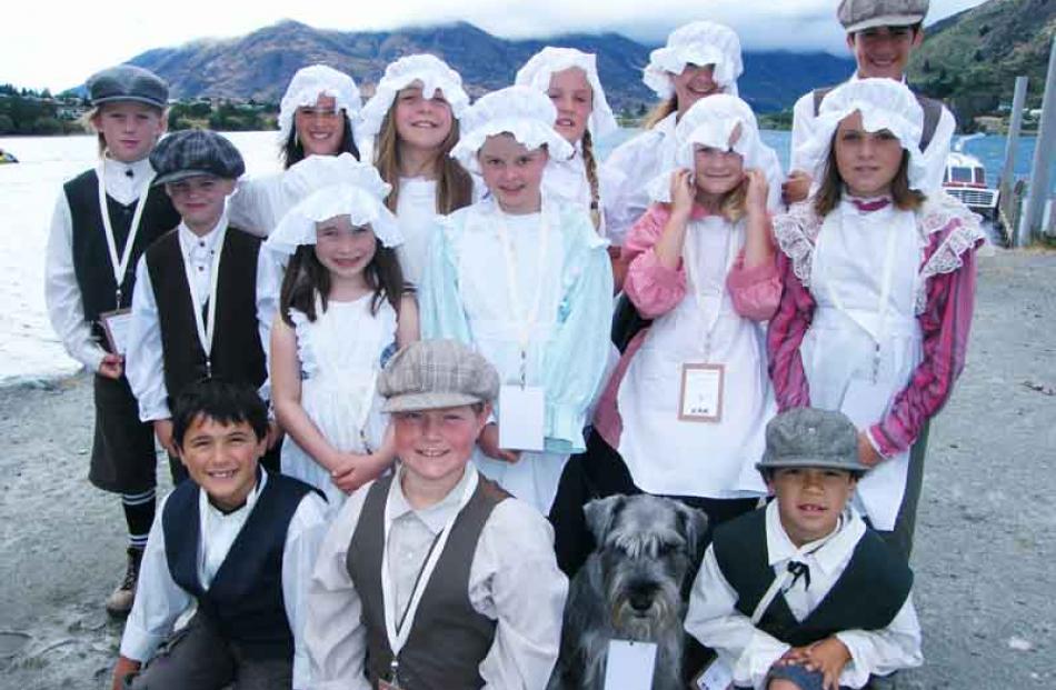 School pupils (back row) Mitchell McFarlane (10), Gracyn Liscom (9), Sienna Strachan (10), Bella...