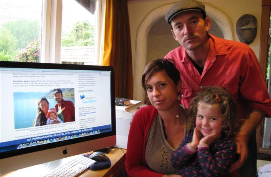 Anna van Riel, husband Locky Urquhart and their daughter Matilda Urquhart (3), of Lake Hawea,...