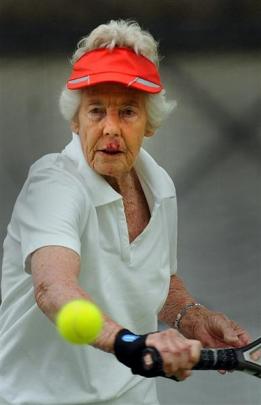 Faith Thomas competes in the carnival doubles at the Edgar Centre yesterday.