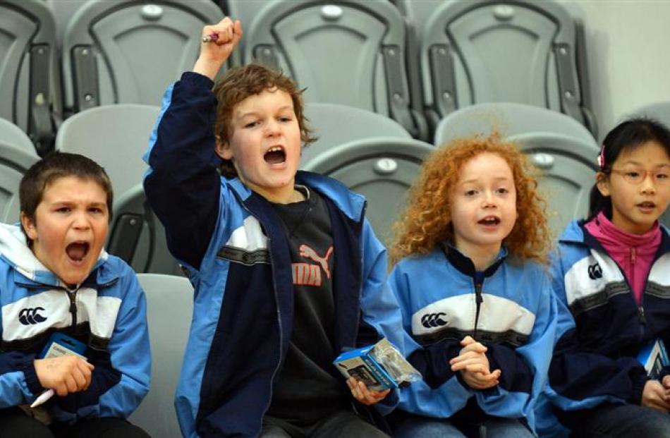 Kaikorai Primary School pupils (from left) Joel Whitcombe (9), Matthew Pyper (10), Tobias...