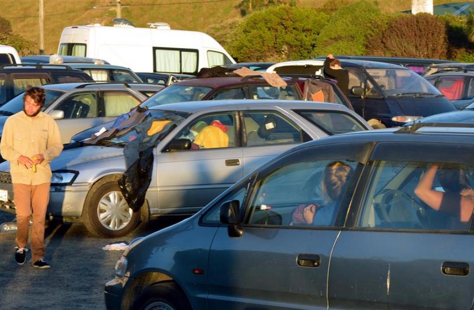 More than 30 vehicles parked in the Ocean View Reserve on Wednesday night. Photos: Stephen Jaquiery
