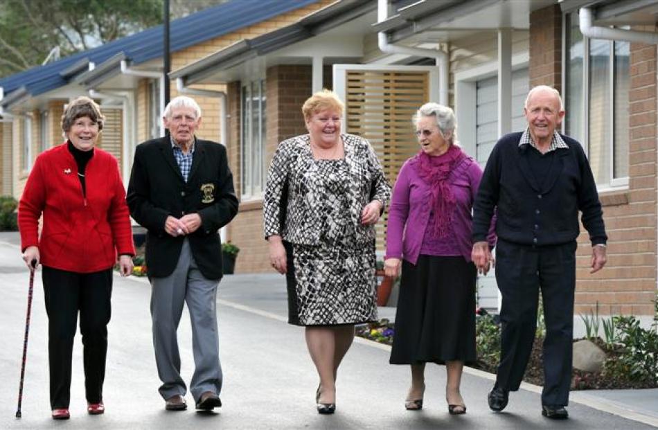 Summerset chief executive Norah Barlow (centre) with Summerset at Bishopscourt residents (from...