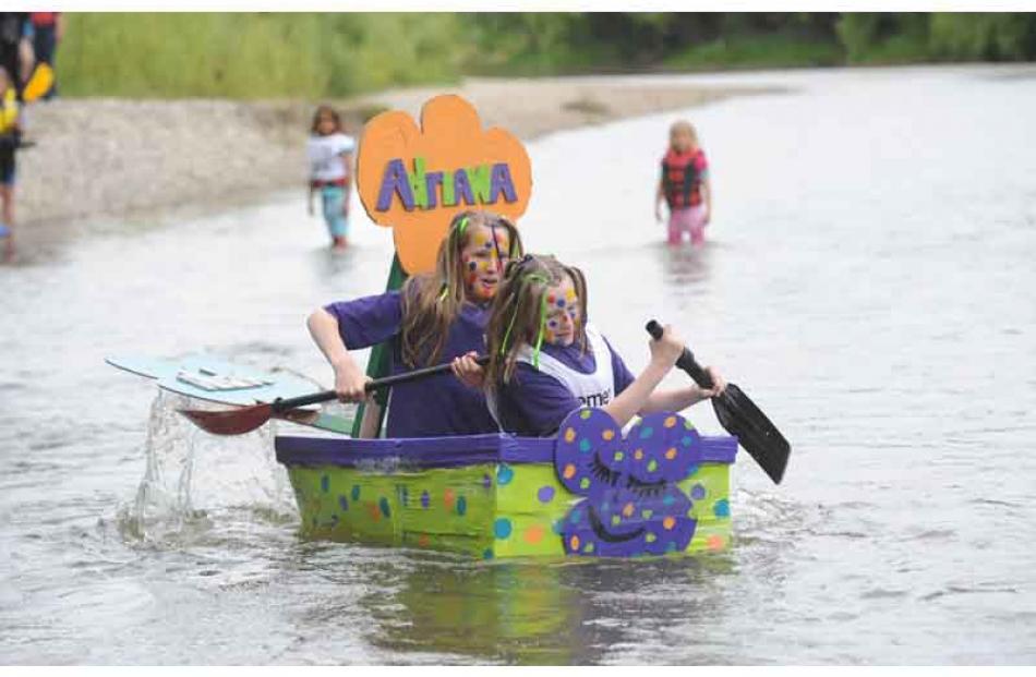 The Manuherikia River 2009 Thyme festivals Cardboard boat race in Alexandra on Thursday Night.